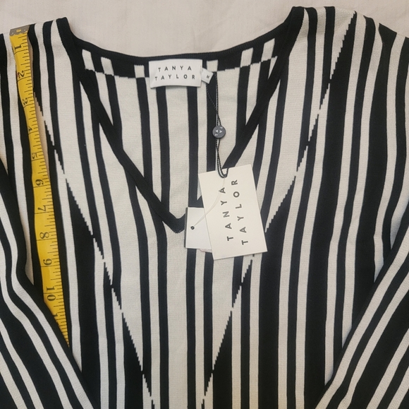 NWT TANYA TAYLOR S Black White Stripe Johnny Sweater Women - Picture 10 of 16